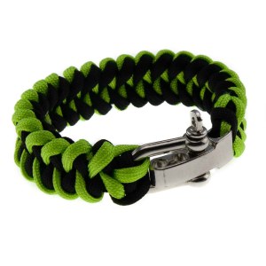 Paracord/FALDSKÆRMSLINE armbånd grøn/sort